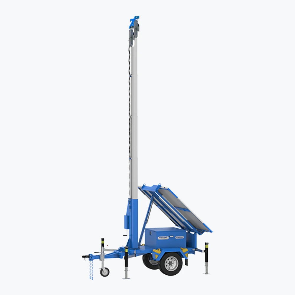 Raised mast · trailer side view